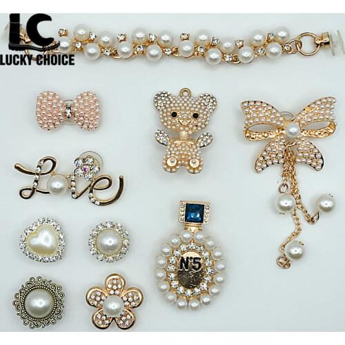 1Set Shoes Charms Designer Croc Charms Rhinestone for JIBZ Girl Gift for Clog Decaration Metal Shoes Charm Butterfly Accessories