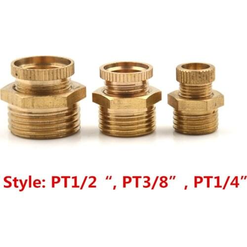 1pc 1/2 Inch 3/8 Inch 1/4 Inch Air Compressor Thread Water Drain Valve Brass Tone