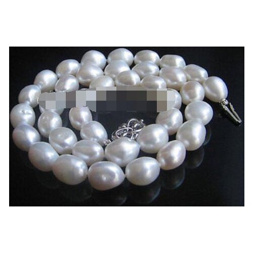 -18" 10-11mm natural white baroque freshwater pearl necklace - 925 silver