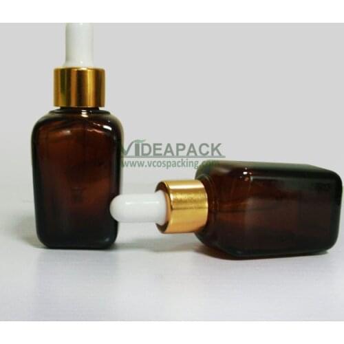 20pcs 35ml brown square glass essential oil bottle essence lotion filling bottle cosmetic bottle
