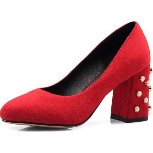 2018 in the spring and autumn fashion thick with high with pearl light mouth joker 32-18621 wedding shoe size 42 yards