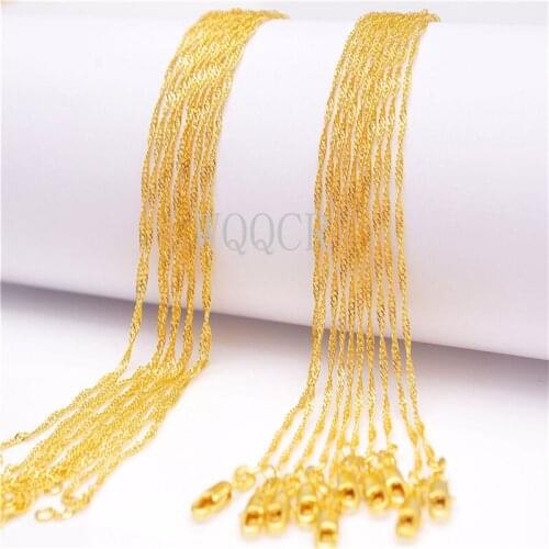 5PCS Womens High Jewelry 18K Gold 1.6MM Water Wave Chain Necklace Charm Gold Necklace 16" 18" 20" 22" 24" 26" 28" 30" inches