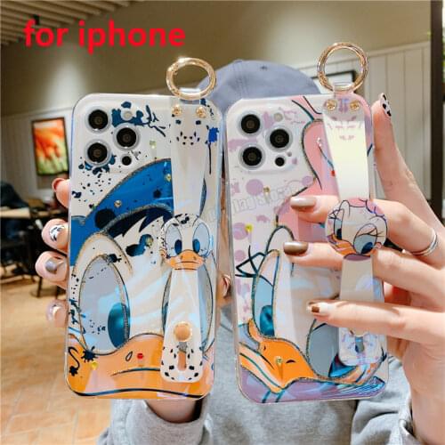 Disney Donald Duck Daisy All-inclusive Phone Cases for Iphone 11 12 Promax Max Soft Rubber Back Cover Wristband X Xs Se 7/8plus