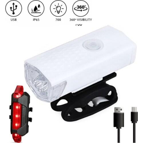 2Pcs MTB Bike Light Set USB Recharge Bicycle Front Rear Tail Light Bicycle Lamp Lantern Flashlight Cycling Safety Warning Lights