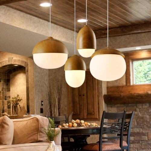 L16-Creative Nuts Cord Pendant Lamp Imitation Wood Hanging Light Home Decorative Pendant Light for Bar/Cafe/Bedroom Pendant Lamp