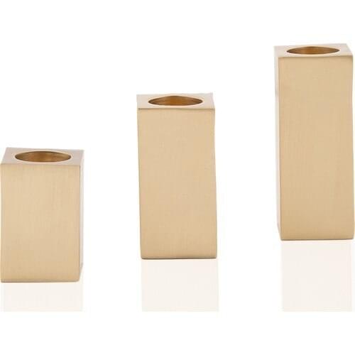Lukrea Brass Square Candle Holder Cairo Triple Set