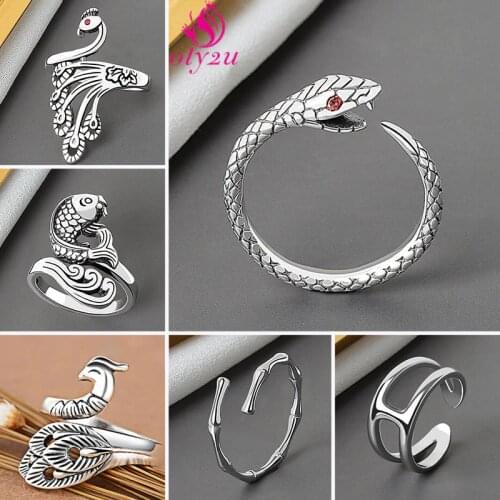 Mens Vintage Punk Phoenix Snake Rings Ladies Wedding Engagement Silver Color Opening Adjustable Rings Ring Vikings for Girls