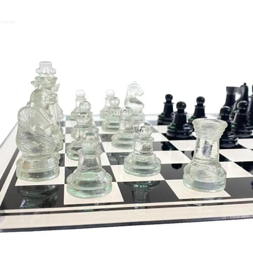 Elegant Glass Chess Pieces Set Game toys Clear crystal High Quality glass board Send a Gift Develop right brain intelligence