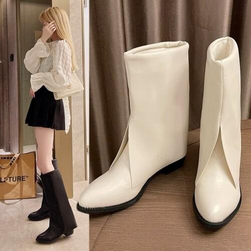 2021 Autumn and Winter New Net Red Same Style Knight Boots Black Slim Long Trousers Tube Flat Boots Womens Designer Boots