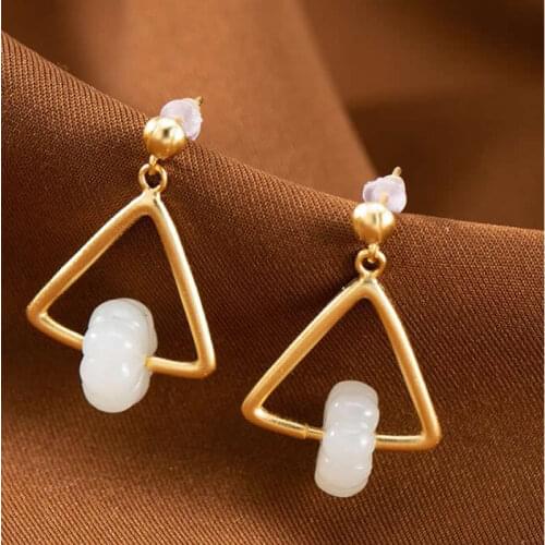 New Arrival S925 Silver Earrings triangle Dangle Earrings Women Fashion Earrings