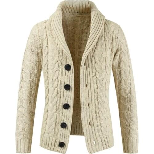 New Mens Long-sleeved Sweater Lapel Cardigan Sweater