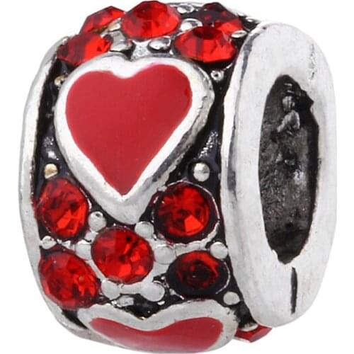 Charms Jewelry Love Heart Design For Womens DIY Bracelets Jewelry Bead Elegant Charm Beads Hot Sale Gift Kralen Red&Blue