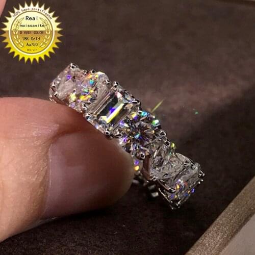 Solid 18K Gold 10ct Moissanite Diamond Ring D color VVS With national certificate 061
