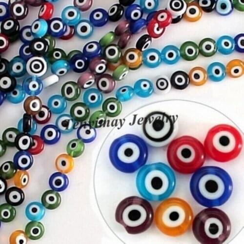 Wholesale 500pcs 6mm Oblate Glass Beads Eye Beads Mixed Color For DIY Free Shipping