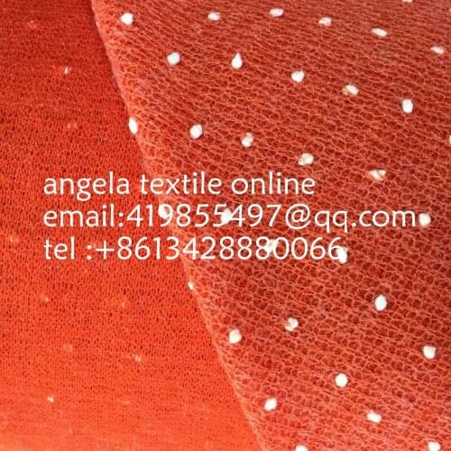 Wholesale Knit Fabrics Fleece woollen fabrics soft stretch small ball white dots fabrics