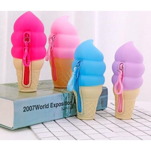 Hanging silicone Korean version of the new cute fashion ice cream hot style card buckle, key bag, card bag, coin wallet