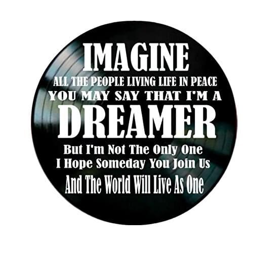 Imagine song Lyrics on a Vinyl Record Album lyric art song art vinyl record art music lovers gift home decor
