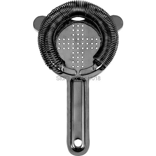 Cocktailshaker S 16-BK-34 304 Stainless Steel Black Plated Cross Hawthorne Strainer Ice Strainer with High Density Spring
