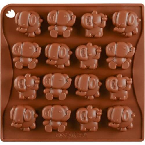 Cute Elephant Silicone Mold Cake Decorating 16 Cavity Elephant Shaped Chocolate Molds Non-stick DIY Baking Cake Tools