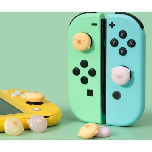 GeekShare 4Pcs Silicone Pig Chicken Joy Con Thumb Grip Set Joystick Caps Switch and Switch Lite Cover Analog Thumb Stick Grips