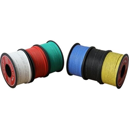 20m Soft Silicone Insulator UL3132 22 AWG Electrical Wire Tinned Copper Stranded Hook-up Wire 300V 6 Colors for DIY Toys Lamp