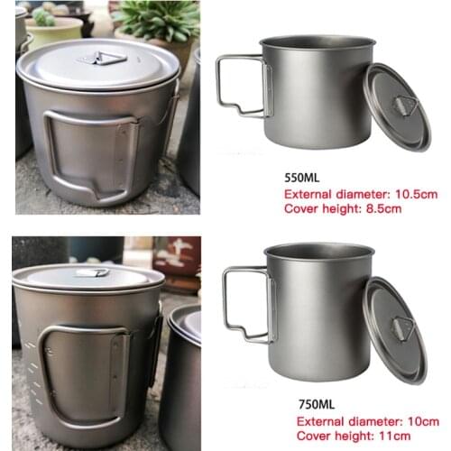 Titanium Drinkware Coffee Cup for Outdoor Camping Picnic Cups Ultralight Durable Coffee Water Mug Portable Tableware with Lid