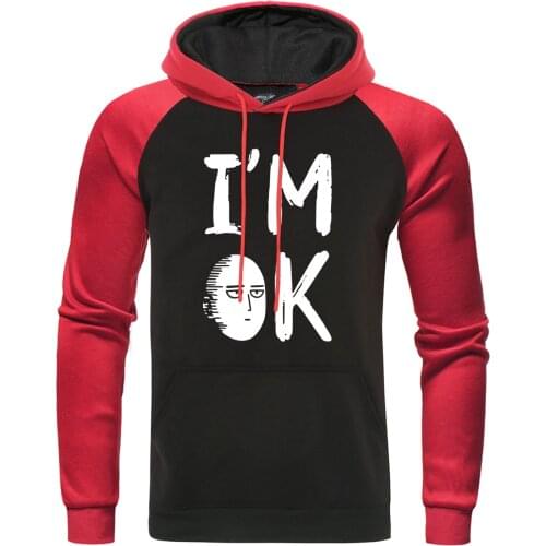 One Punch Man Raglan Hoodies Casual mens Sweatshirt Saitama Printed Pullover Japan Anime Harajuku Streetwear Autumn Warm Hoody