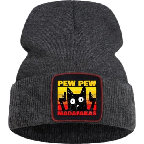 Outdoor Unisex Knitted Hats Pew Pew Madafaka Beanie Caps Winter New Casual Hedging Cap Foldable Street Cartoon Brimless Hat