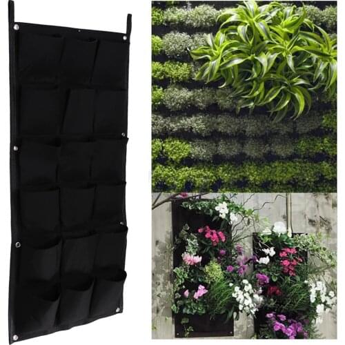 18 Pockets Vertical Garden Flower Pots Hanging Plant Pots Green Wall Pot and Planter Balcony Garden Decoration 50cm*100cm