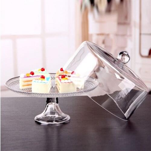1:12 Miniature Dollhouse Acrylic Cake Plate Snack Tray with Lid Kitchen