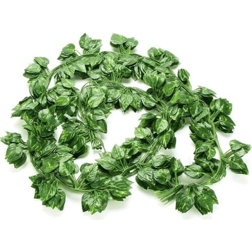 12pcs/Lots 2Meters Artificial Vine Plastic Rattan Fake Grape Parthenocissus Watermelon Green Leaves Home Garden Decoration