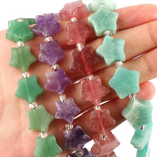 15mm Star Natural Aventurine Amethysts Cherry Quartz Amazonite Stone Beads for Jewelry Making Diy Needlework Wholesale Lots Bulk