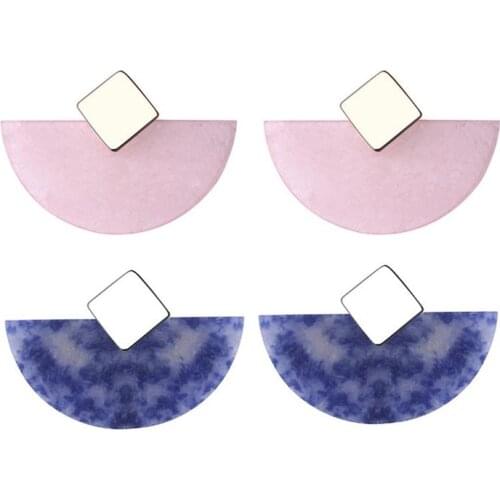 2019 Fashion New Semi Precious Stone Earrings Female Retro Fan Shaped Semi Circular Gold-Plated Earrings For Women Wild Earring