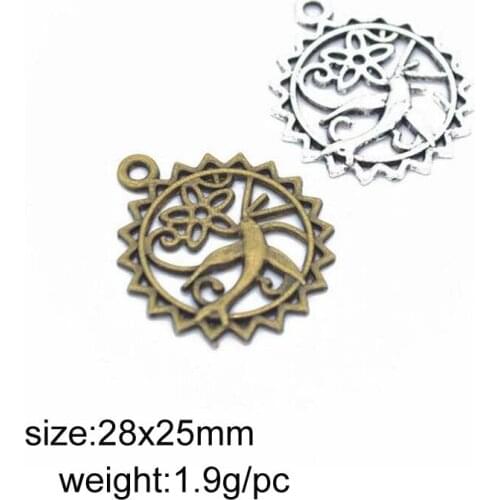 25pcs Antique Silver/Antique Bronze Alloy Flower Charms Pendants For Bracelet Necklace Jewelry Making DIY Handmand Craft 28x25mm
