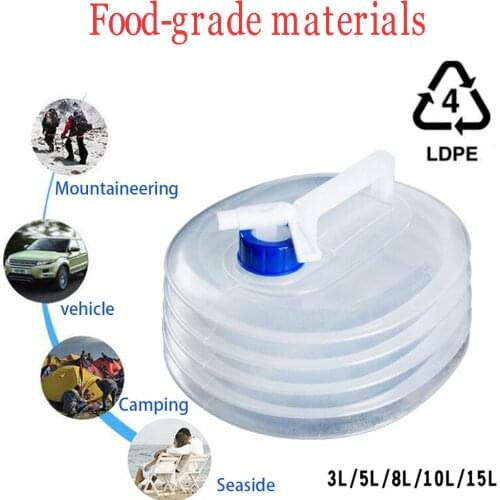3-15L Outdoor Collapsible Water Bag Camping Equipment Foldable Drinking Container Multifunction Survival Storage Carrier Bottle