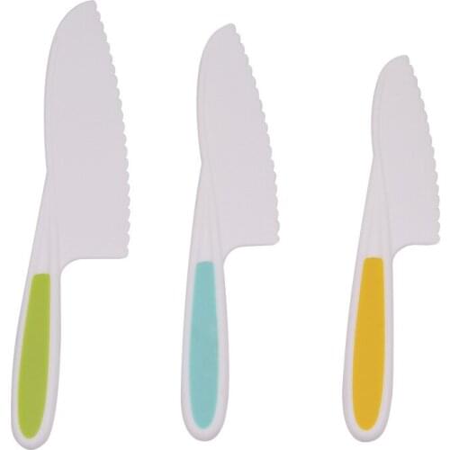 3PCS/Set Kitchen Cooking Sawtooth Knife Kids Chef Toddler Cooking Plastic Knives Slicing Paring Fruit Vegetable Cutter Knife