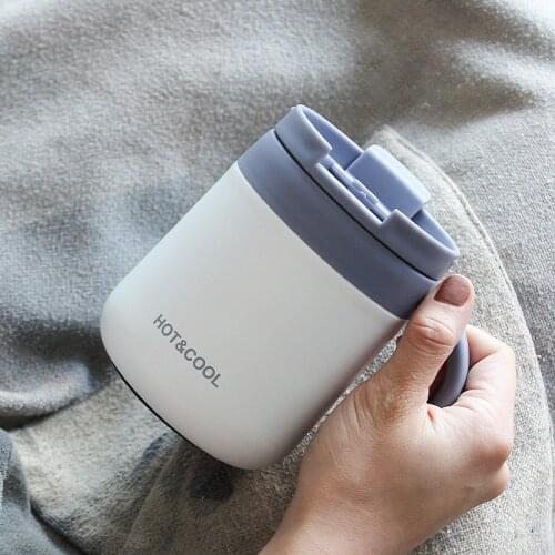 350ml Coffee Mug 304 Stainless Steel Insulated Cup with Handle Office Water Tea Milk Cups with Lid Students Tumblers