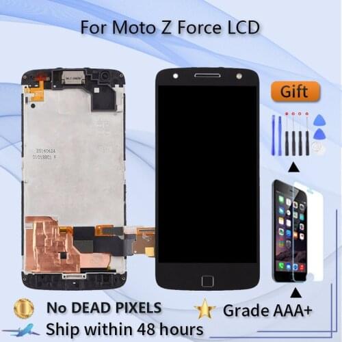 5.5" Original LCD+Frame For Motorola Moto Z Force Display Touch Screen Digitizer Replacement For Z Force AMOLED LCD Burn-Shadow