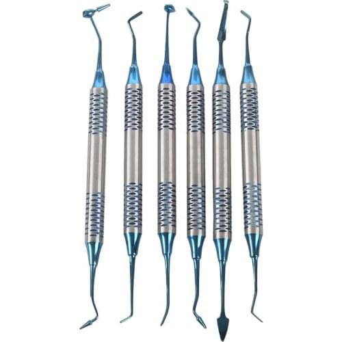 6Pcs Composite Resin Filling Spatula Titanium Plated Head Resin Filler Set Thick Handle Restoration Set Instrument