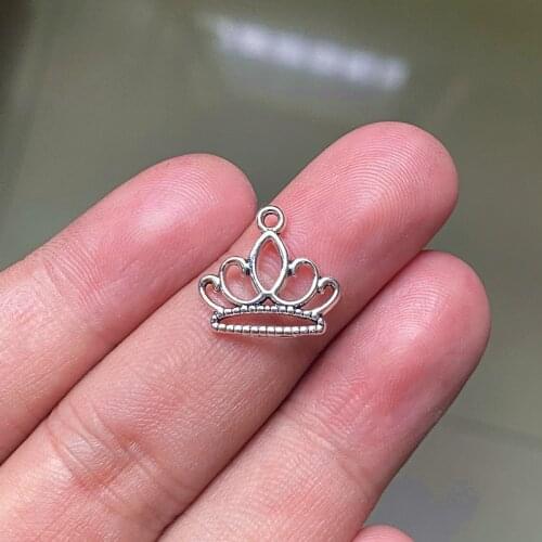 60pcs/Lot 14x15mm Lovely Mini Crown Pendants Charms Jewelry Making DIY Women Bracelet Handmade Crafts Accessories Wholesale