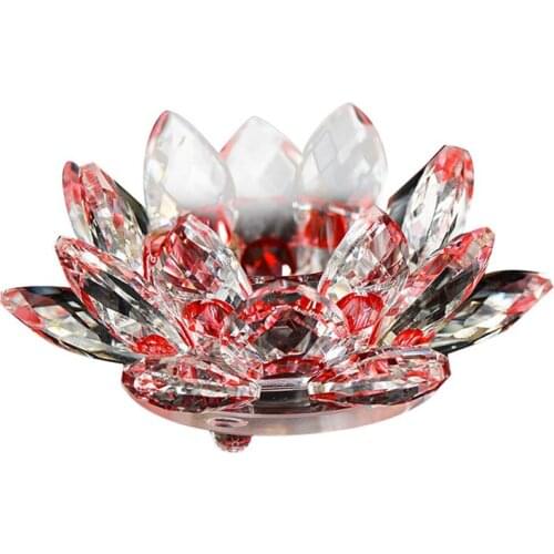 7 Colors Crystal Glass Lotus Flower Candle Tea Light Holder Buddhist Candlestick candle holders candle holders mumluk lante A20
