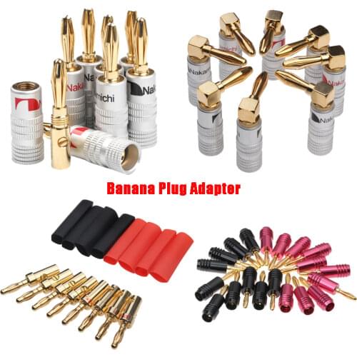 10/20pcs Speaker Banana Plug Adapter 4mm Wire Connector 24K Gold Plated For Musical HiFi Audio Banana Connectors Set