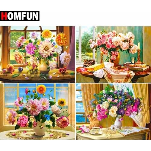 HOMFUN Full Square/Round Drill 5D DIY Diamond Painting "Bouquet landscape" Embroidery Cross Stitch 5D Home Decor Gift