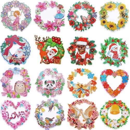 DIY Diamond Painting Wreath for Door Diamond Embroidery Kit Special Shaped Drill Cross Stitch Diamond Art Craft Home Decoration