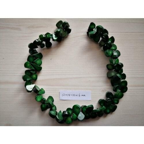 B0098 Natural 12x14-14x16mm Top-drilled Fan Green Coral Gems Stone Loose Beads 15'' Strands Jewelry Making DIY