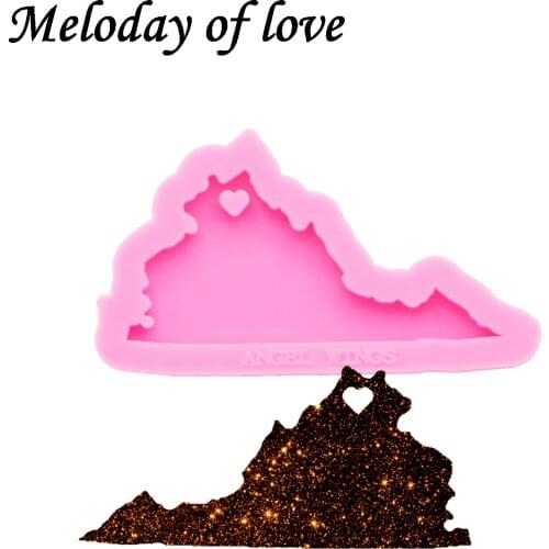 Shiny Glossy Virginia silicone mold diy USA state map epoxy resin molds jewelry making custom mould keychain DY0222
