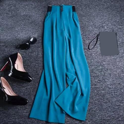 Summer ice silk chiffon pants women loose thin wide-leg pants high waist drape fashion long pants high waisted pants