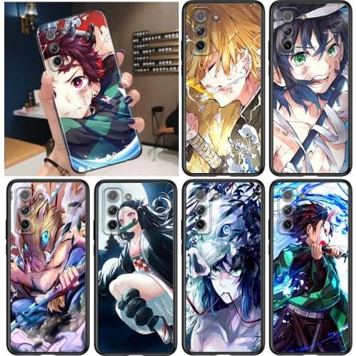 Hot Anime Demon Slayer for Samsung Galaxy S21 Ultra Plus Note 20 10 9 8 S10 S9 S8 S7 S6 Edge Plus Black Phone Case