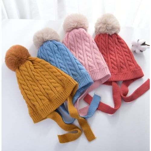 1-8Y Baby Hats Autumn Winter Wool Hat For Girls Kids Crochet Beanies Boys Warm Caps Knitted Hats