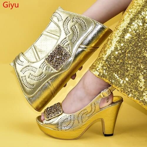 Doershow New Design African Elegant Shoes And Bag To Match Set Italian Comfortable Heels Party Shoes And Bag Set For ladyHLC1-31